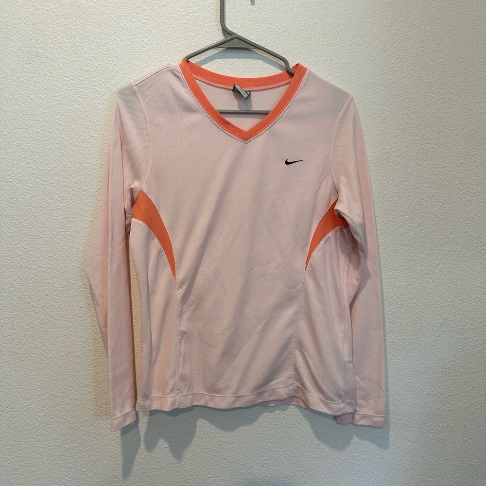 Light pink and peach Nike DRI-FIT running long sleeve